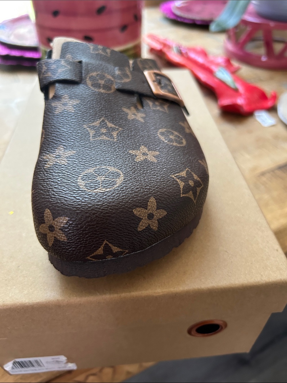Monogram Brown Slip-On Clog Mules look great and great quality NWOT - Picture 6 of 9